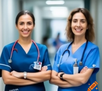 craiyon_180914_Portrait__nurse_and_happy_woman_with_arms_crossed_for_healthcare_career__pride_and_service_in_hospit